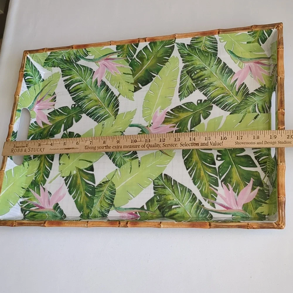 Tommy Bahama Palm Leave & Birds Of Paradise Melamine Serving Tray 19 5